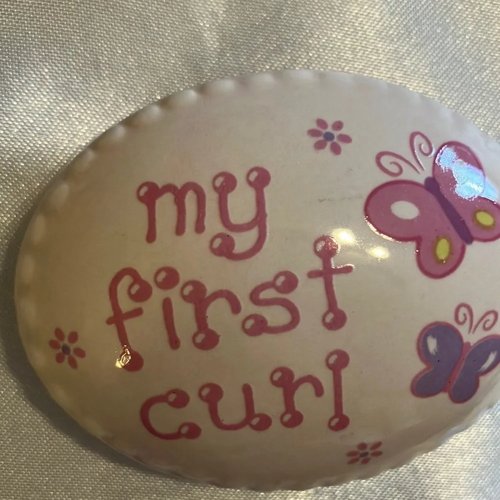 Keepsake Box “My First‎ Curl” Pink and Purple Butterfly